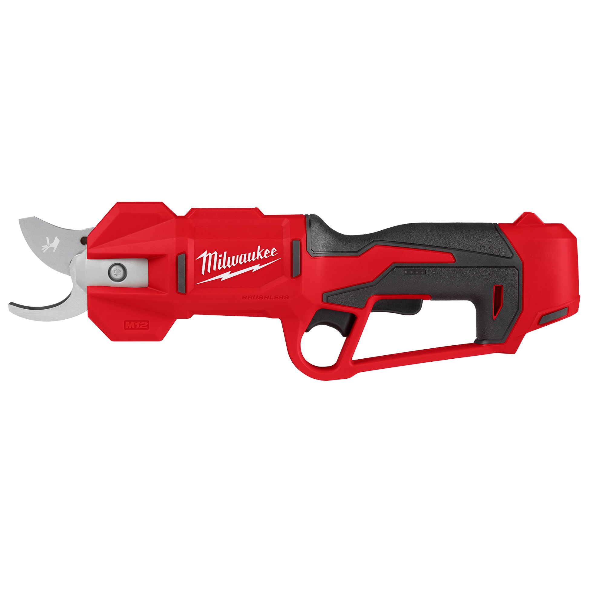 Cordless red and black brushless pruning shears designed for efficient home improvement and gardening tasks