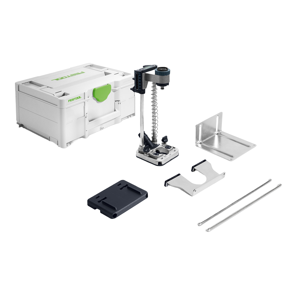 Compact drilling attachment set with metal components and storage case for precision drilling in tool accessories collections