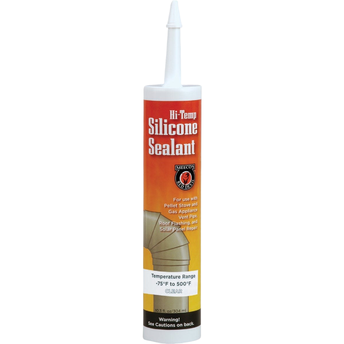 Clear silicone sealant tube designed for high-temperature sealing in home improvement and appliance repairs