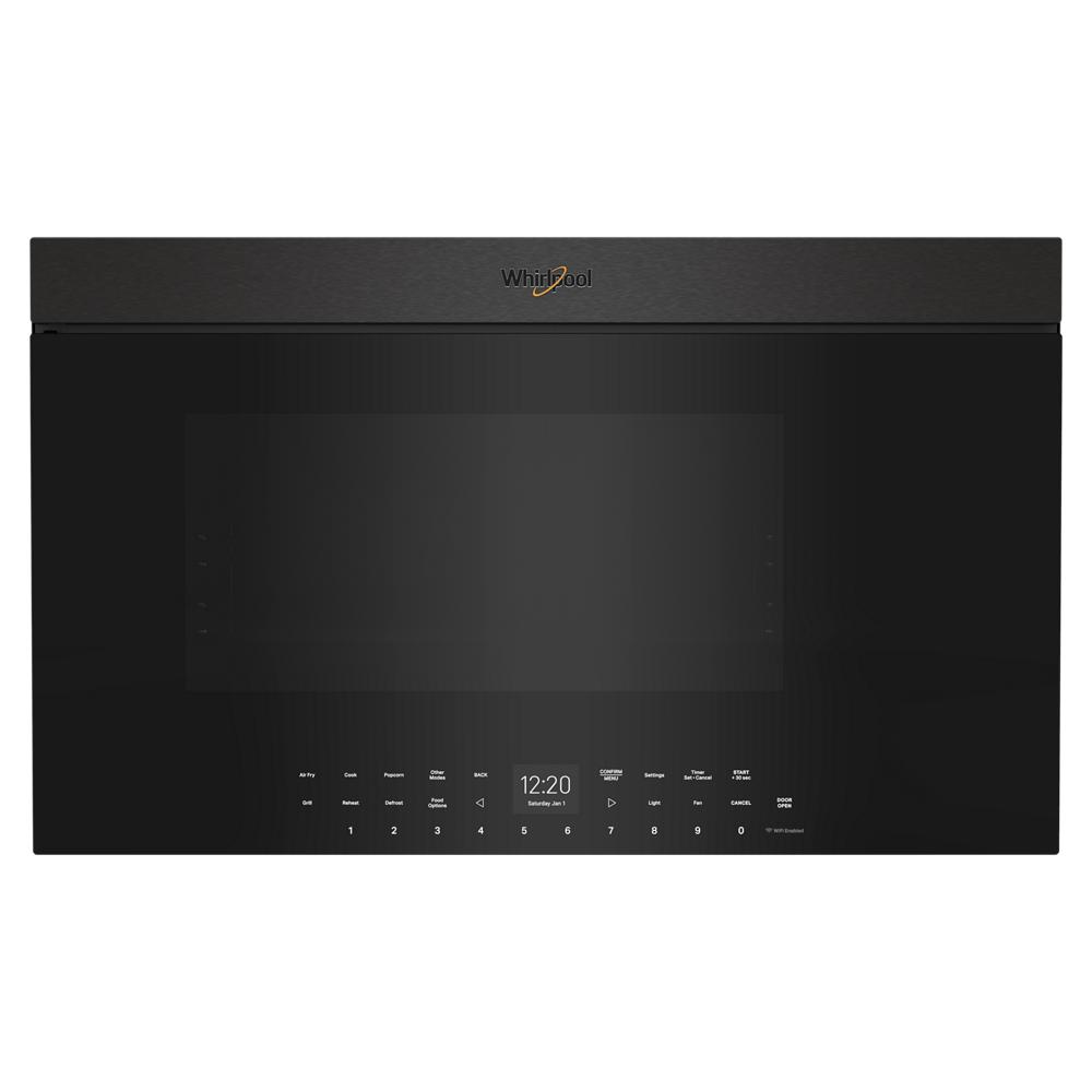 Black over-the-range microwave with digital touchscreen control panel from Over the Range Microwaves collection