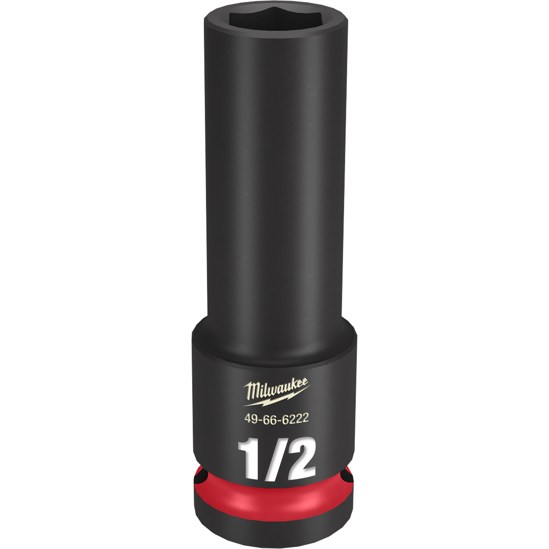 Black 1/2-inch deep impact socket with red ring, durable for Hand Tools and Sockets & Ratchets collections under $50.