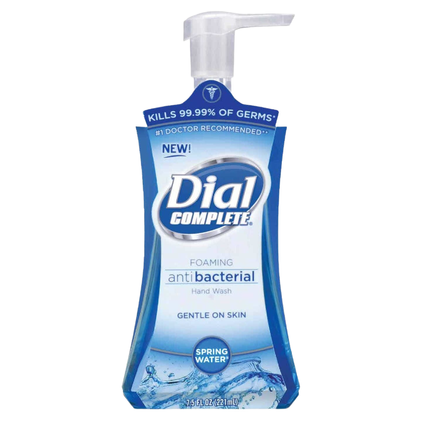 Bottle of Dial antibacterial foaming hand soap with spring water scent for hand soaps and sanitizers collection