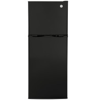 Black top-freezer refrigerator with sleek handles from the Top Freezer Refrigerators collection