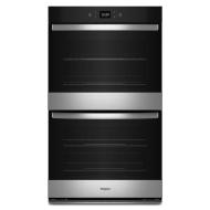 Stainless steel double wall oven with digital display and smooth black glass doors from Double Wall Ovens collection