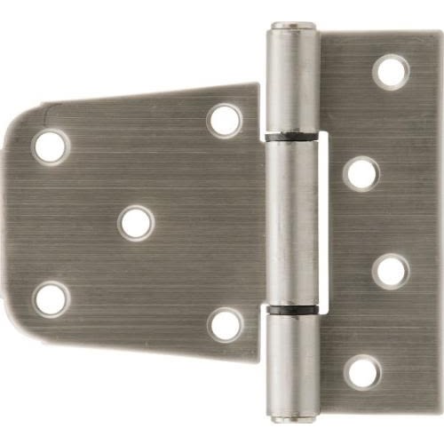 Brushed steel heavy duty T-hinge with multiple screw holes for secure 2x4 or 4x4 post applications in hardware collection