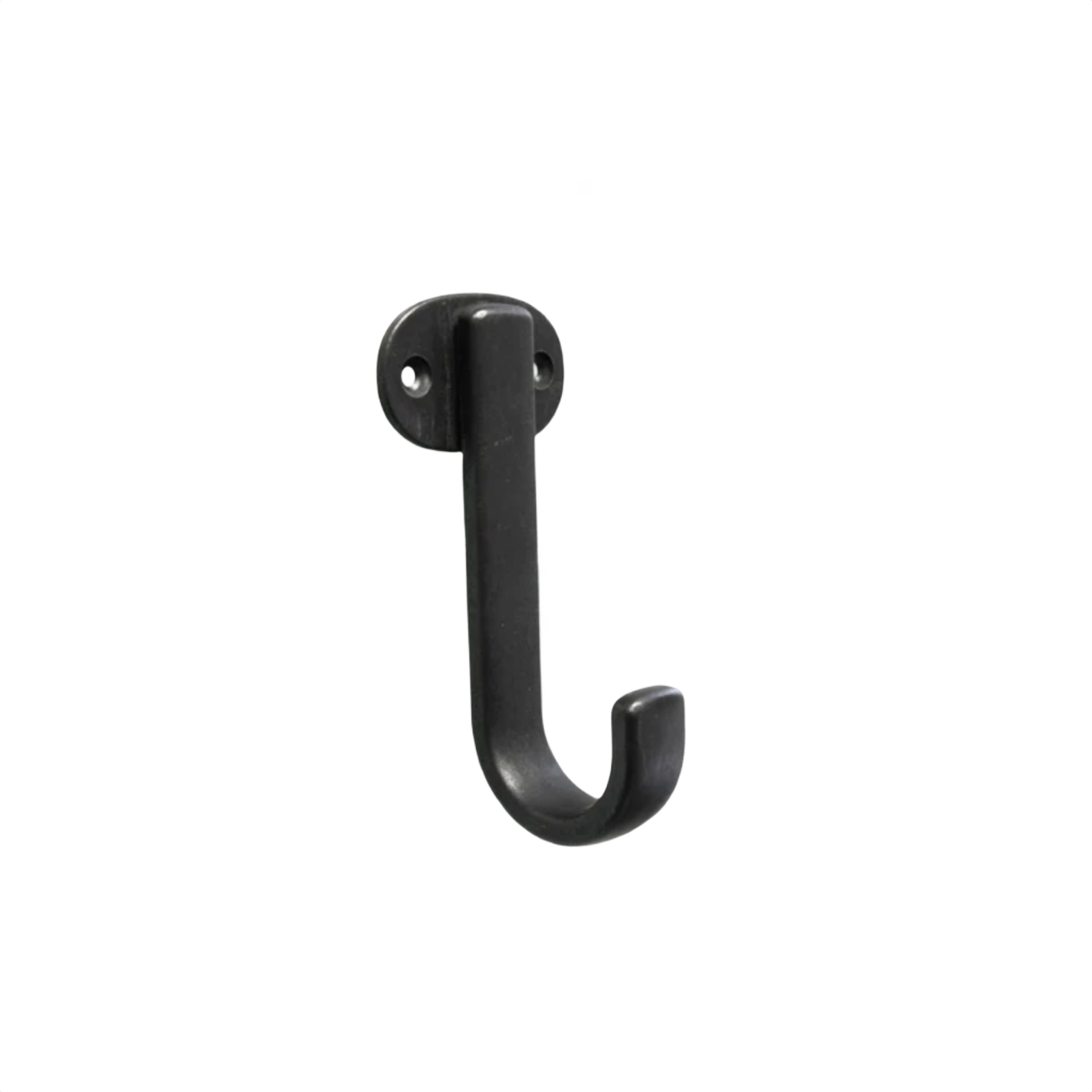 Black iron decorative wall hook with rounded edges for bathroom and storage organization under $50 collections