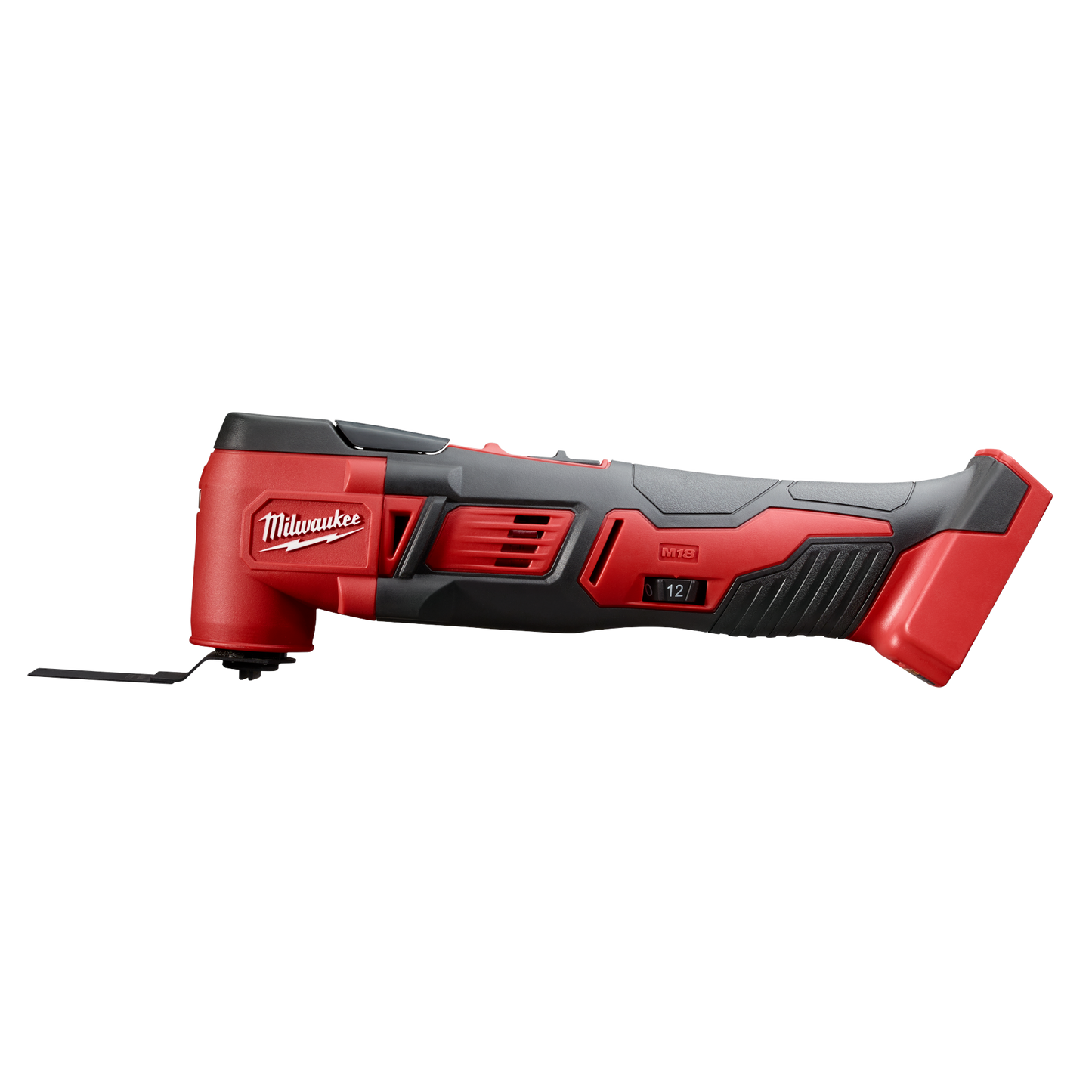 Red and black cordless oscillating multi-tool with ergonomic grip for versatile home improvement and repair tasks