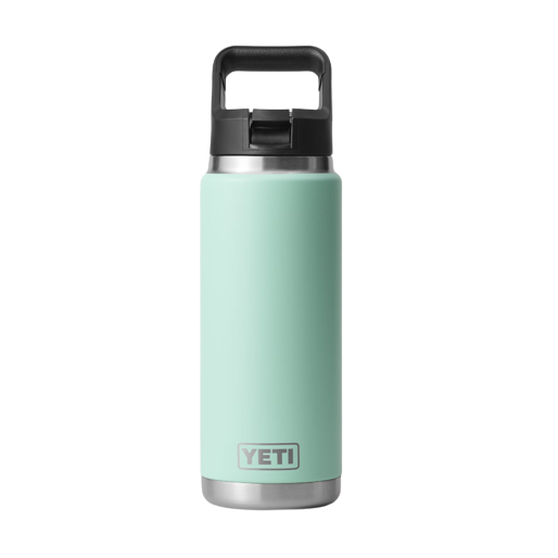 Light green insulated stainless steel 26 oz. bottle with black straw cap and sturdy handle from Drinkware and Kitchen & Kitchenware collections