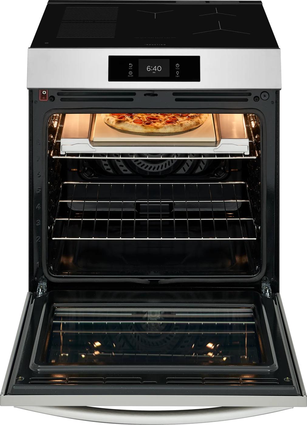 30" Front Control Induction Range with Stone-Baked Pizza