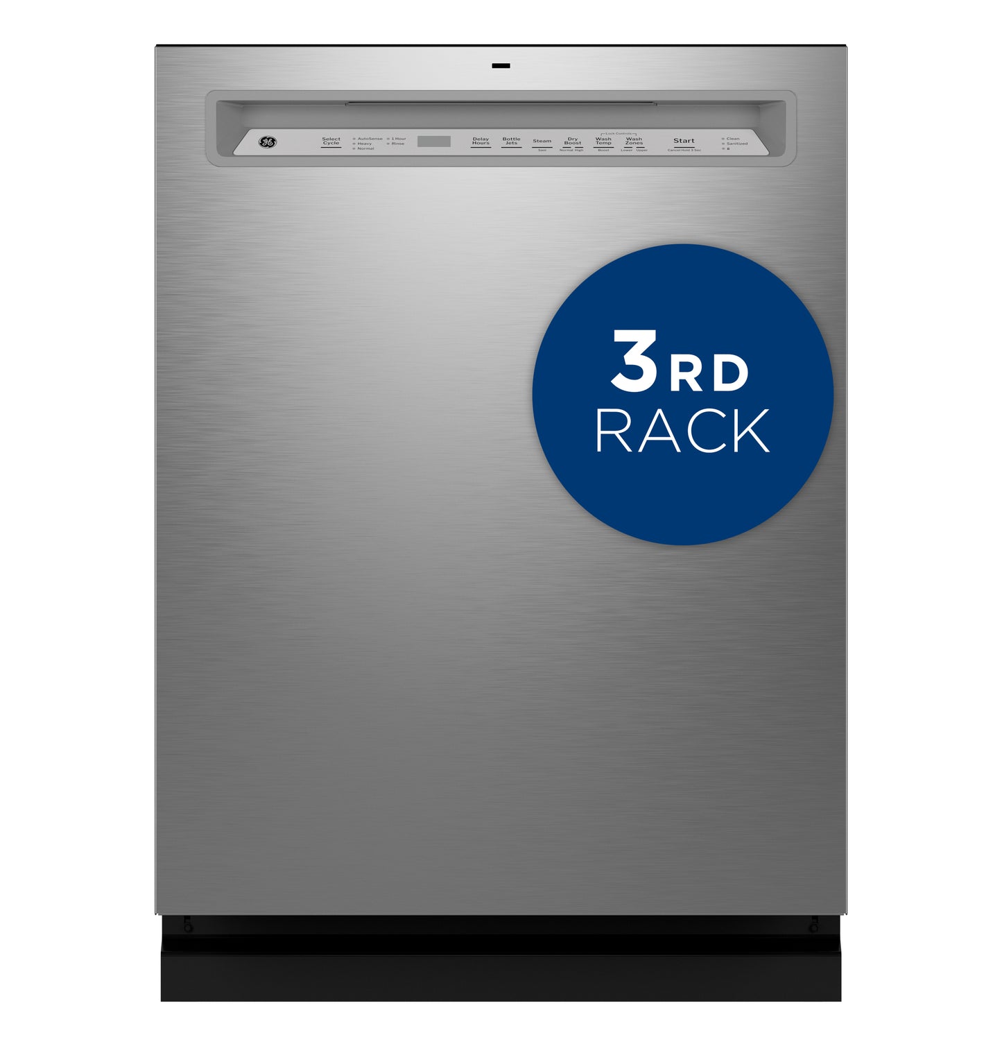 Front control stainless steel dishwasher with third rack and sanitize cycle from kitchen appliances collection