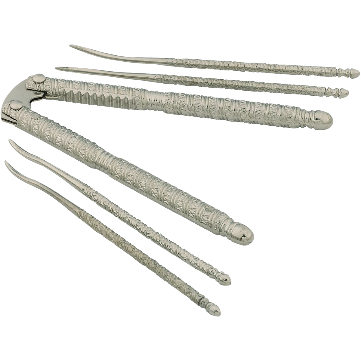 Metal nutcracker with textured handles and included picks for shell removal in kitchen gadgets and tools collections under $50