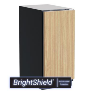 Built-in clear ice machine with wood-finished front and bright internal lighting in Appliances and Kitchenware collections