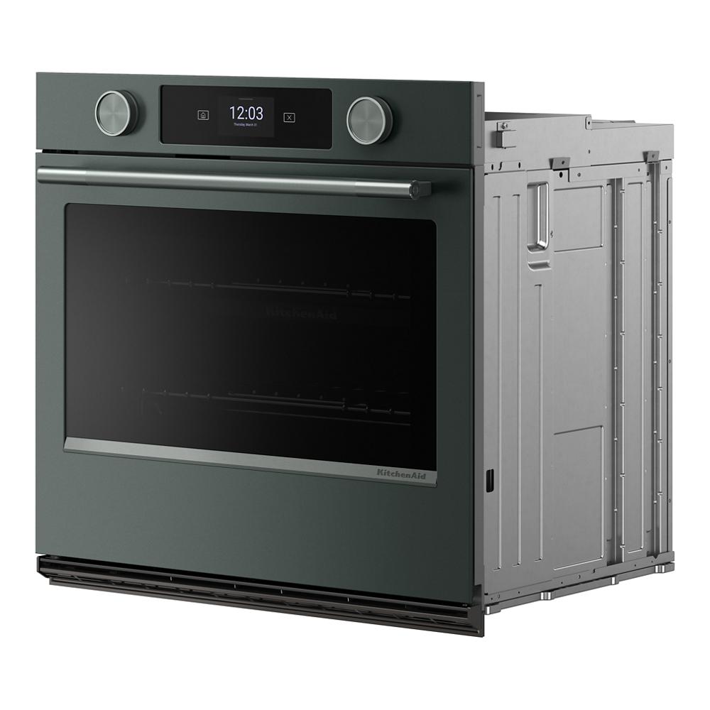 30-inch smart electric single wall oven in juniper with LED touchscreen and metal control knobs from KitchenAid appliances