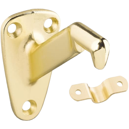 Brass zinc die-cast handrail bracket with steel strap for secure wood railing mounting in home improvement collections