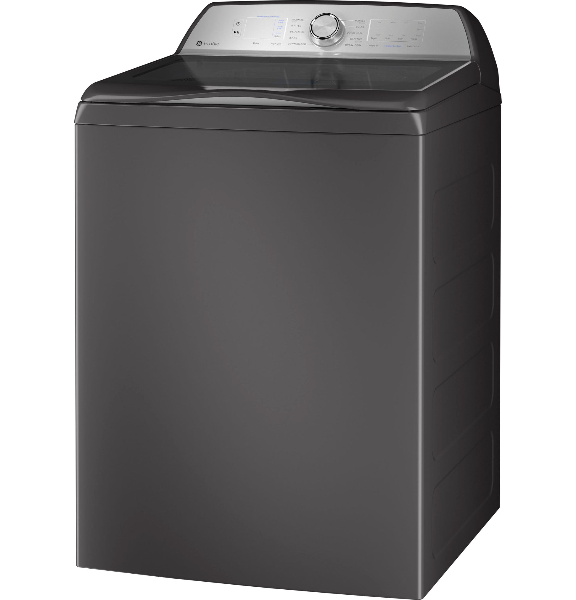 Dark gray top-load washer with digital control knob, energy-efficient design in washers and appliances collection