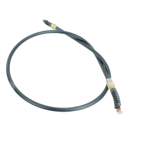 Flexible black park brake cable with metal fittings designed for tools and home improvement projects