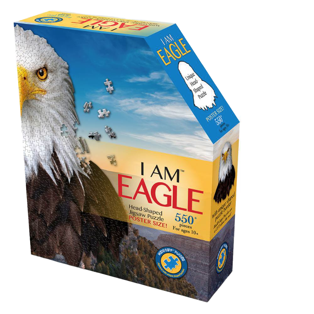 Eagle head-shaped 550-piece jigsaw puzzle box with vivid bird image for Toys & Games and Puzzles under $50 collections