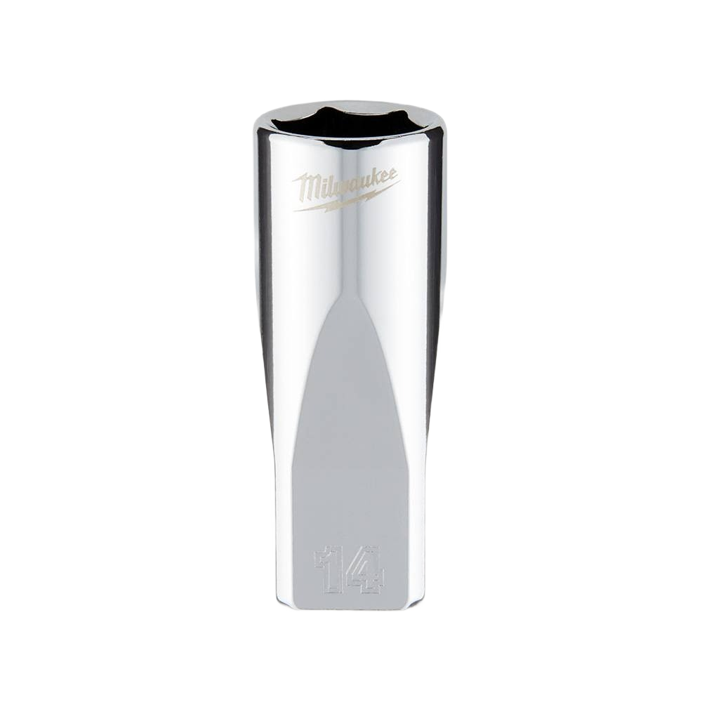 Chrome finished 14-mm deep socket with FOUR FLAT™ sides for hand tools and woodworking tool collections under $50