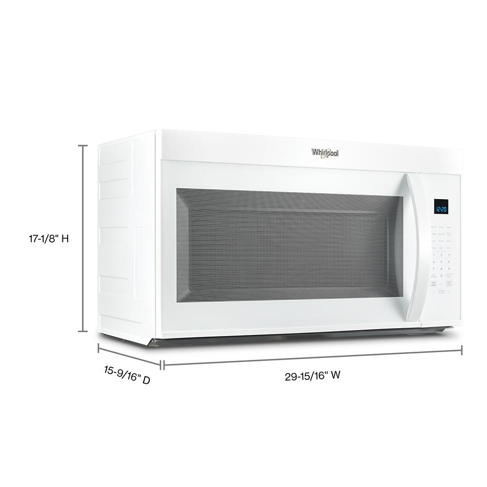 White over the range microwave with sensor cooking, digital display, and control panel for kitchen appliances collection