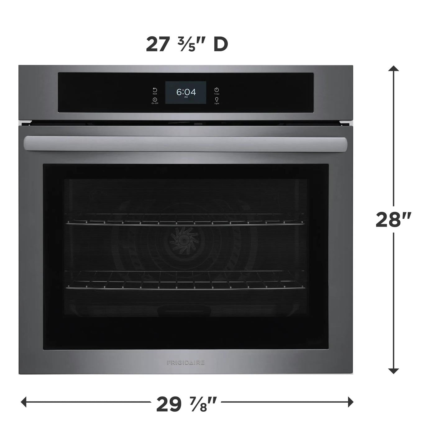 Stainless steel single electric wall oven with fan convection and digital touch control for kitchen appliances collection