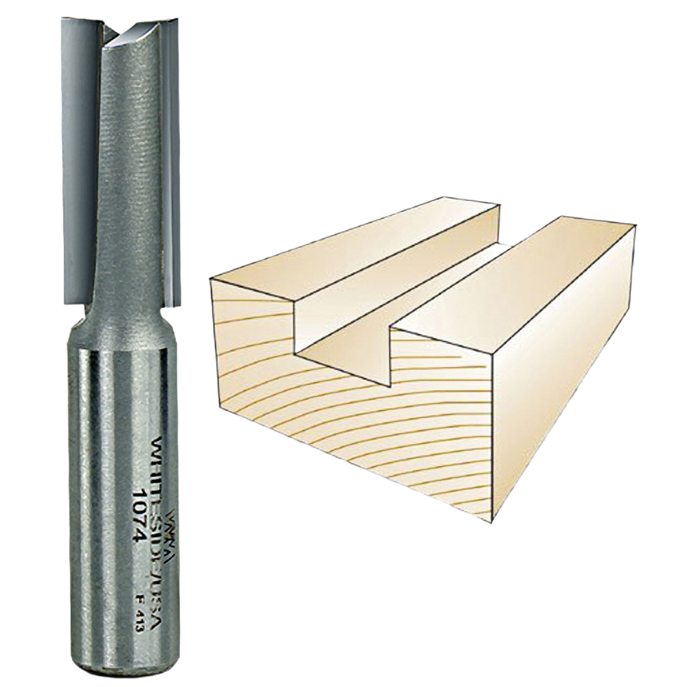 Straight cutting bit with carbide tip for precise woodworking and groove cutting in home improvement projects