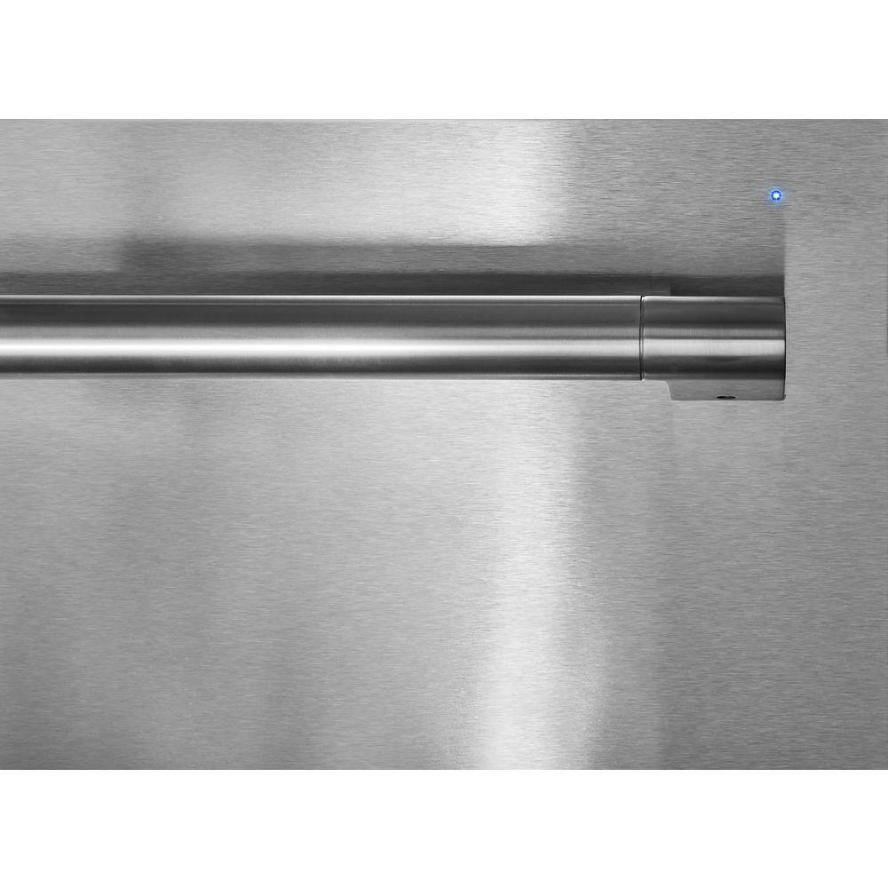 Close-up of a sleek stainless steel dishwasher handle from kitchen appliances collection for home improvement.