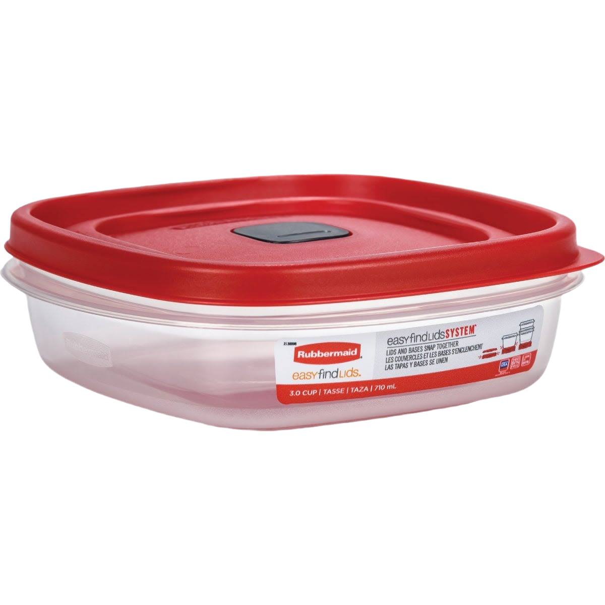 Clear rectangular food storage container with red lid for kitchen organization and food storage under $50 collections