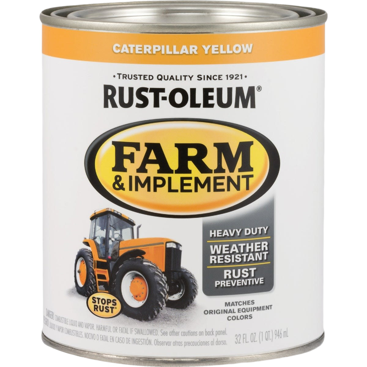 One quart can of Caterpillar Yellow gloss enamel paint for farm equipment in specialty paint and home improvement collections