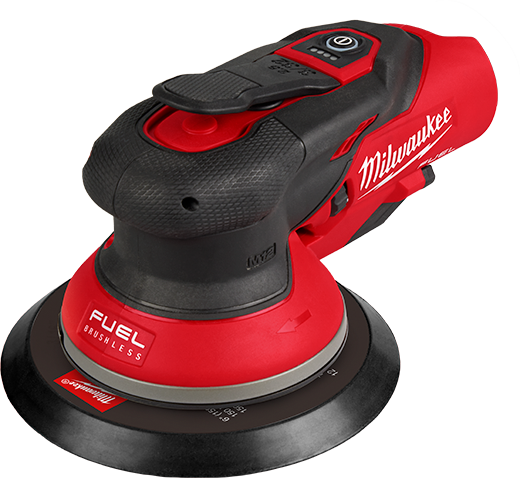 Cordless 6-inch random orbital sander in red and black with brushless motor for tools and home improvement tasks