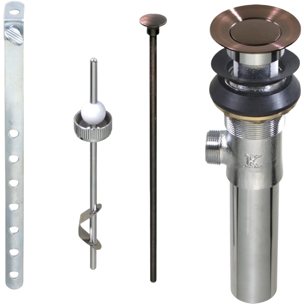 Brass lavatory pop-up assembly with 1-1/4 inch drain and 4 inch tailpiece for plumbing and home improvement projects