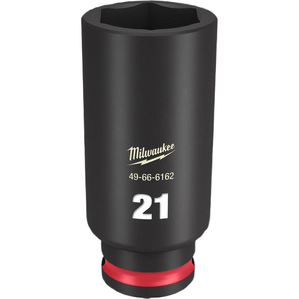 Black 21-mm deep 6 point impact socket for hand tools and woodworking with durable forged steel construction