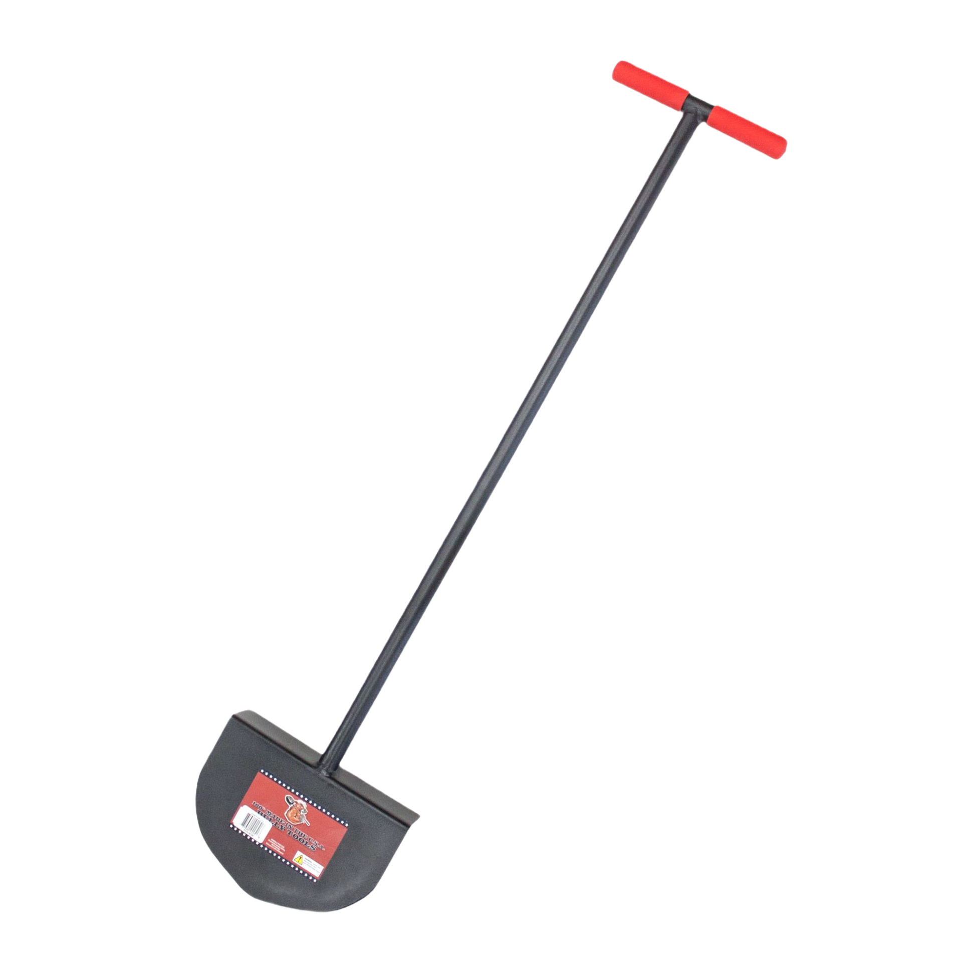Round lawn edger with a steel T-handle and red grip designed for precise yard and garden shaping tasks