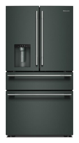 29 cu. ft. matte black French door refrigerator with exterior water and ice dispenser and full-width fresh drawer in KitchenAid collection