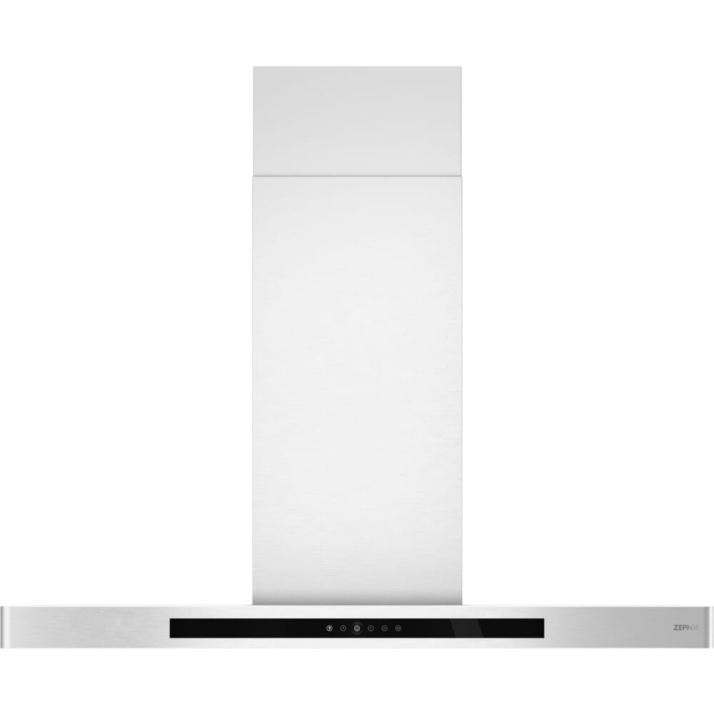 Slim stainless steel chimney hood with invisible touch controls designed for efficient ventilation in modern kitchens.