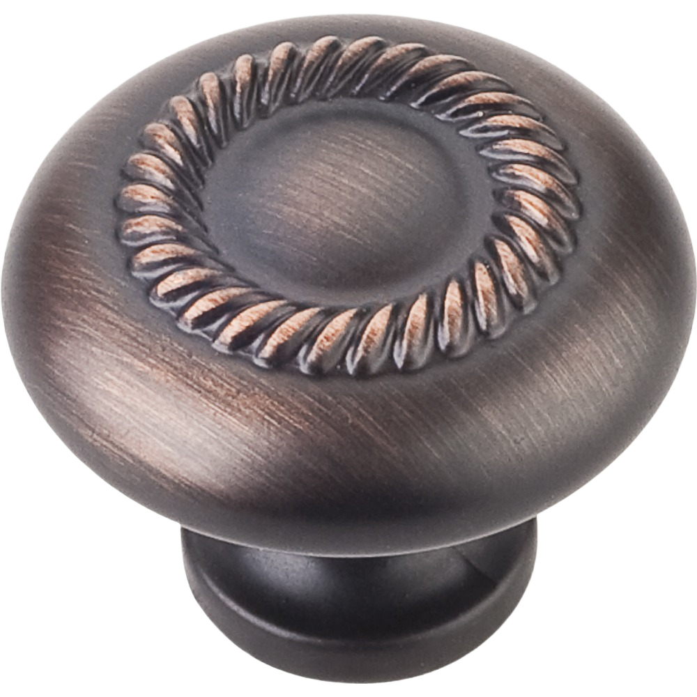 Brushed oil rubbed bronze cabinet knob with twisted rope detail, part of furniture hardware under $50 collection