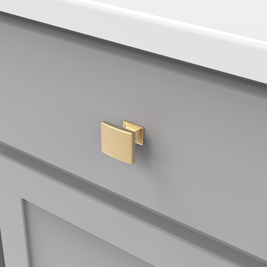 Square brushed golden brass knob with modern farmhouse style for cabinet and furniture hardware collections under $50