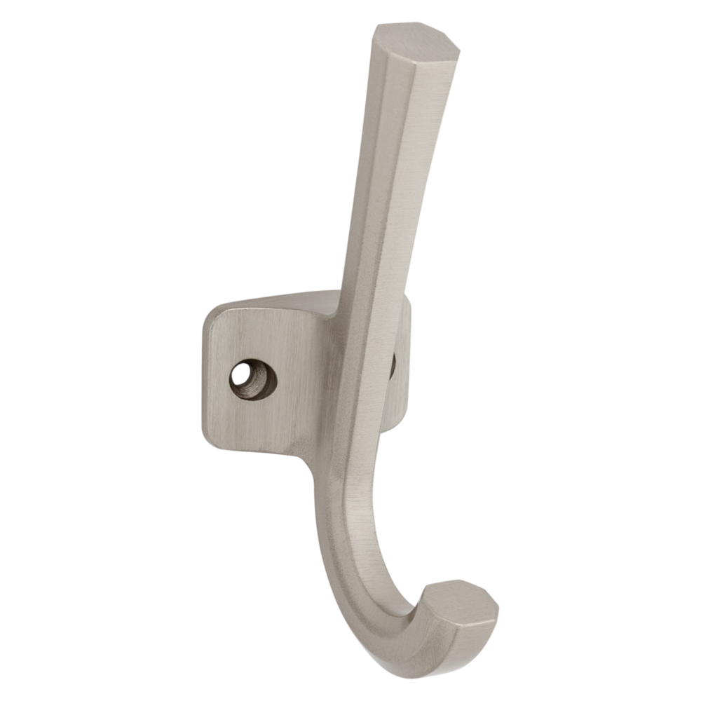 Satin nickel angled hook for home organization and storage with easy wall mounting in racks and hooks under 50 tools