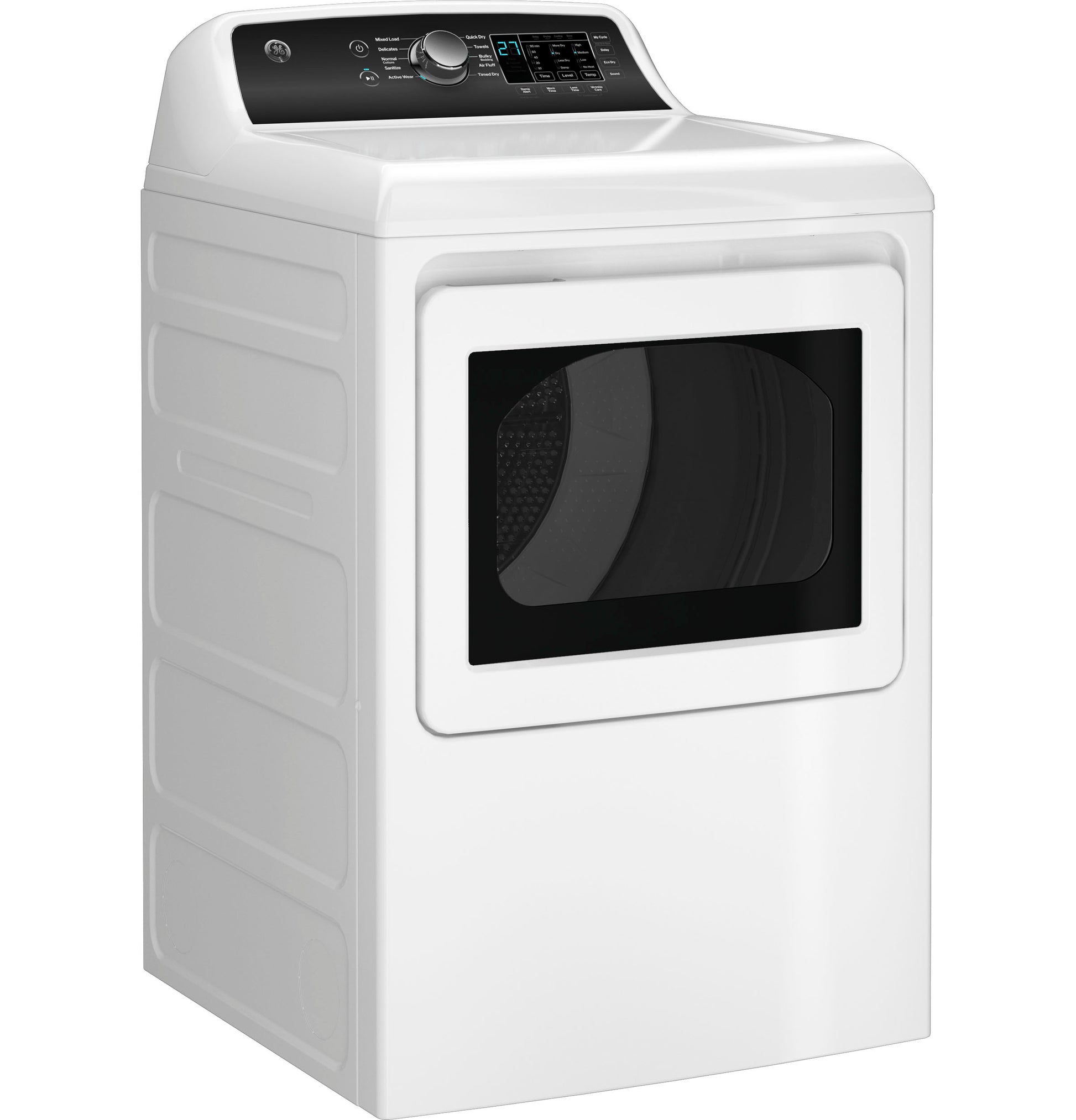 White gas dryer with front window, digital controls, and 7.4 cu ft capacity for gas dryers and home appliances collections