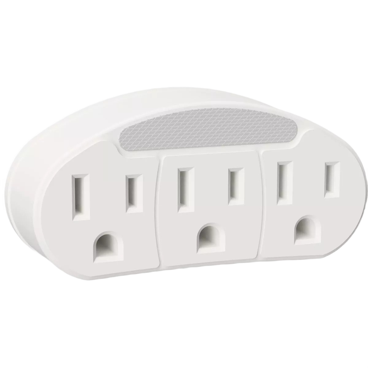 White triple outlet adapter with dusk to dawn LED night light for electrical and lighting collections under $50