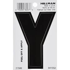 Hillman 3 in. Black Vinyl Die Cut Peel Off Sticker Letter Y