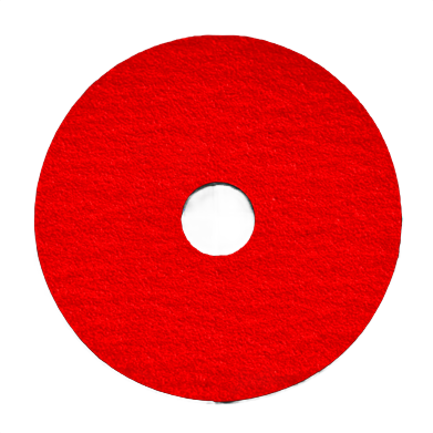 Red 4-1/2-inch fiber disc with 50 grit aluminum oxide abrasive for grinding and home improvement tools use