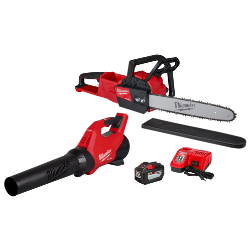 Milwaukee M18 FUEL 18V Brushless Cordless Dual Battery Backpack Blower Kit w/ M18 Chainsaw, (6) M18 Batteries, (3) Chargers