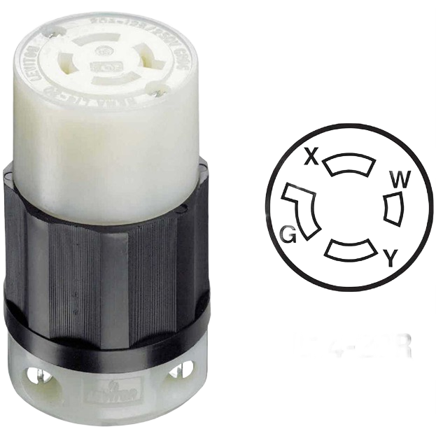 Industrial grade locking cord connector with durable black and white plastic housing for tools and home improvement use