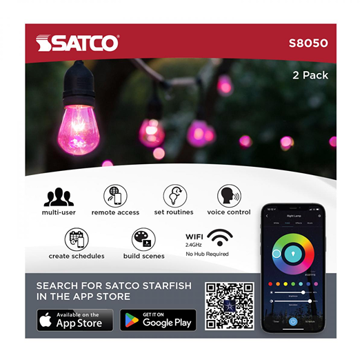 Smart string light replacement bulbs with wireless color control and voice command features for home improvement tasks