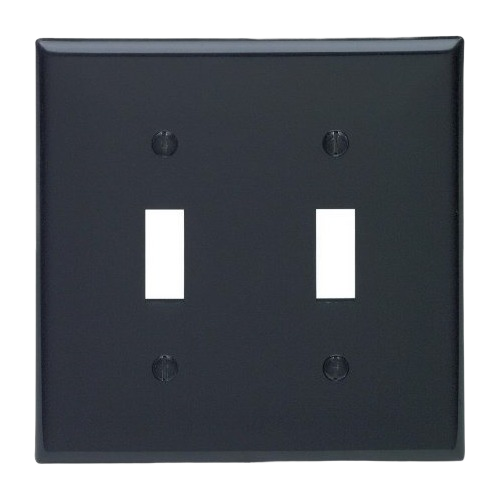 Black thermoplastic nylon 2-gang toggle switch wallplate for electrical and home improvement projects under $50 collection