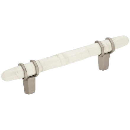 Marble white and satin nickel cabinet pull with carved design in furniture hardware for home improvement under $50