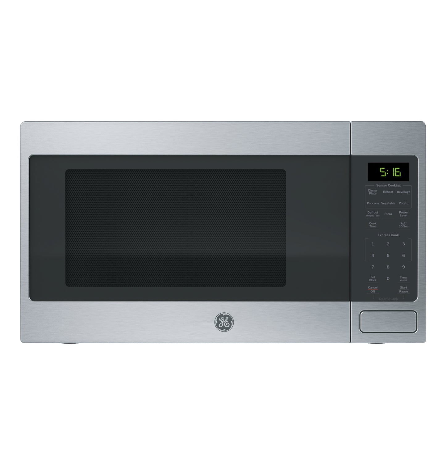 Stainless steel countertop microwave with digital control panel and timer in kitchen appliances and microwaves collection