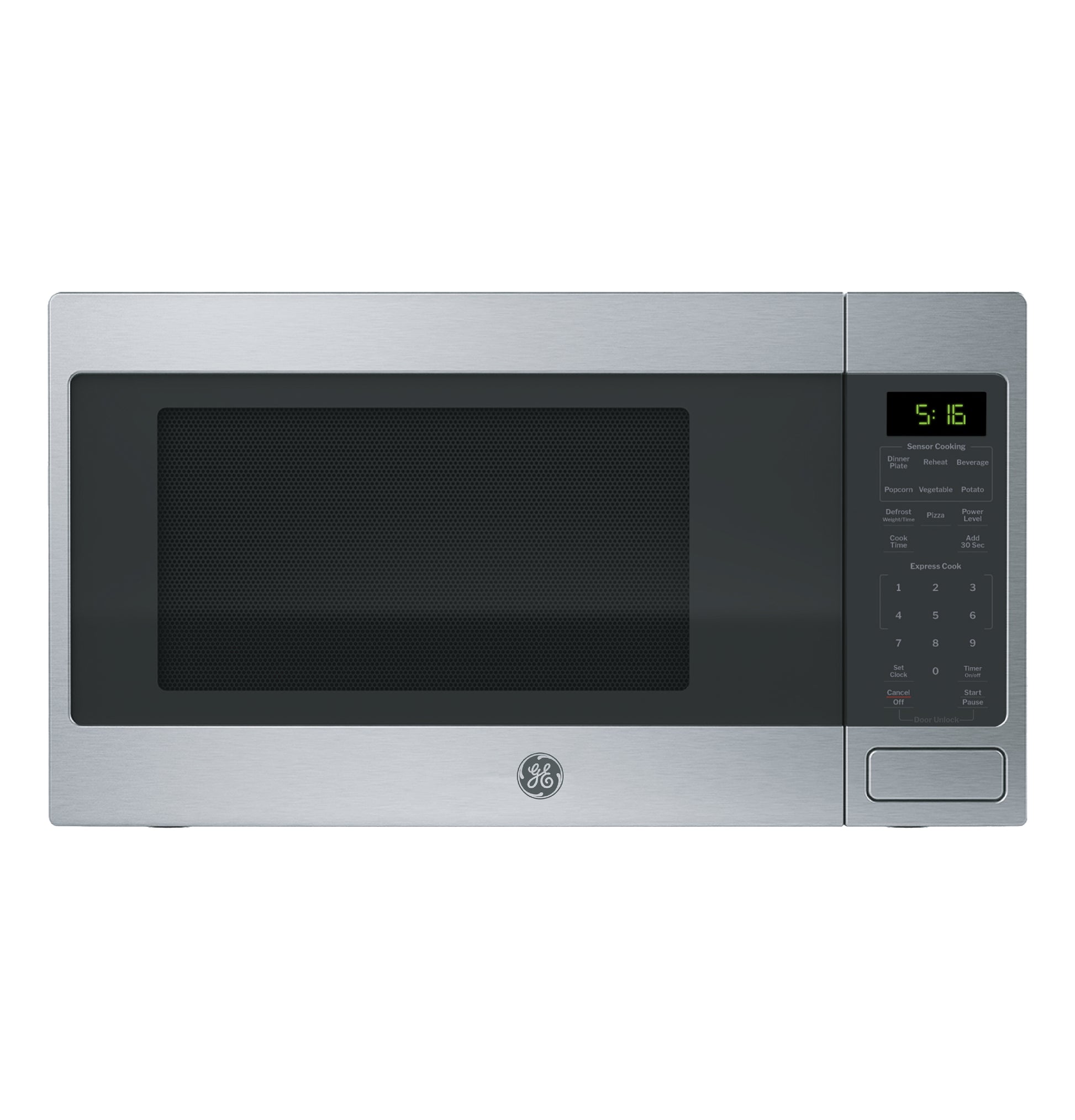 Stainless steel countertop microwave with digital control panel and timer in kitchen appliances and microwaves collection