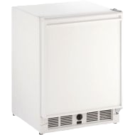 Compact white refrigerator with reversible door hinge for versatile home and kitchen use