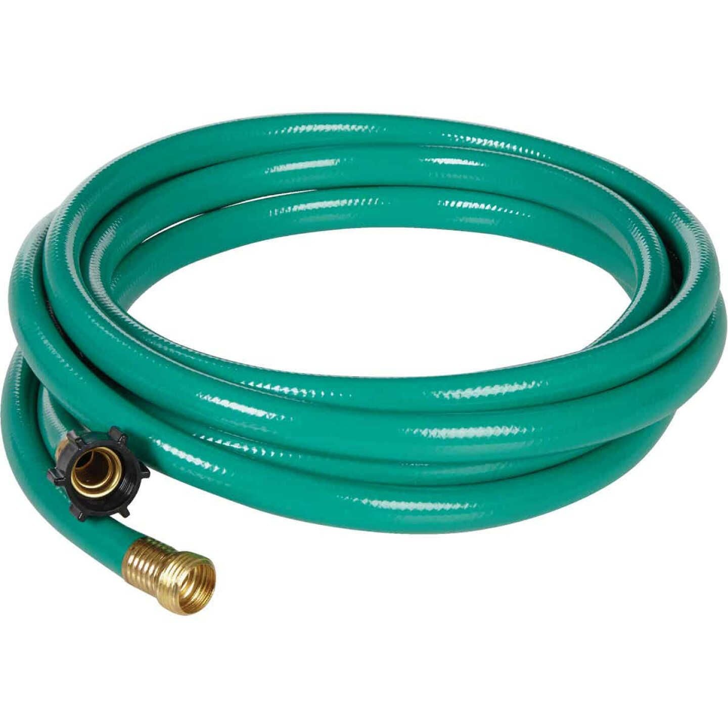 Flexible green garden leader hose with male and female couplings for watering and irrigation tasks under $50
